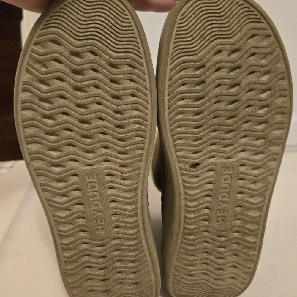 Hey Dude Kids Brown Suede Slip-On Boots with Gold Accent and Leopard Print